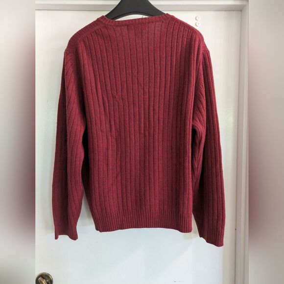 BROOKS BROTHERS MENS V-Neck  Lambs WOOL BURGUNDY SWEATER SIZE LARGE - Picture 5 of 5